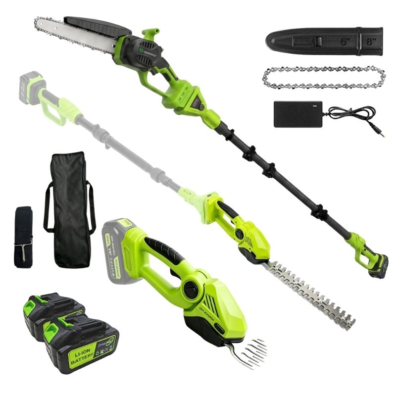 itoolmax 6 in 1 cordless hedge trimmer pole saw main pciture