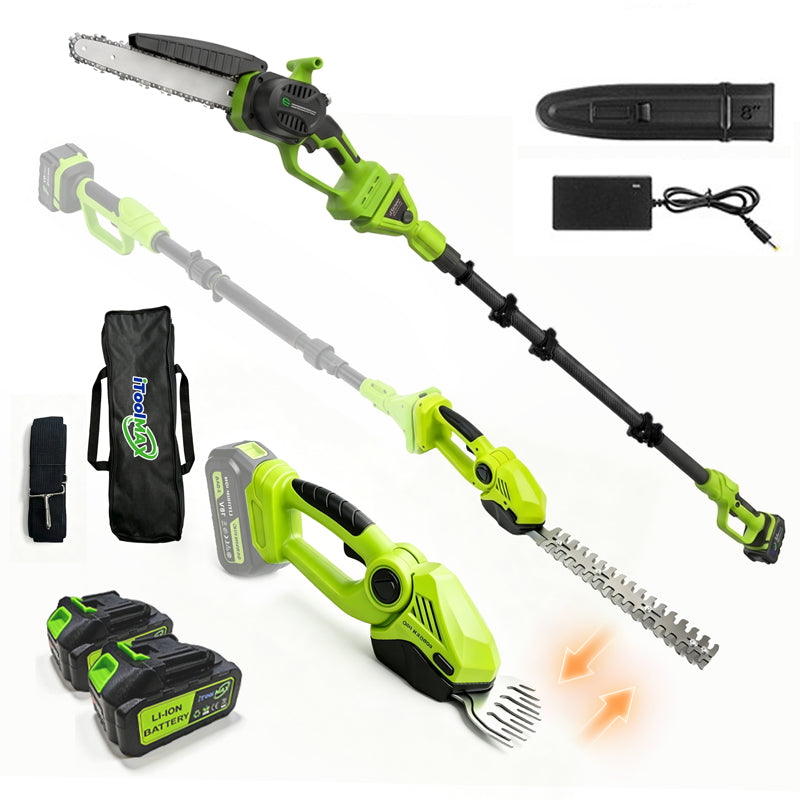 itoolmax 6 in 1 cordless hedge trimmer pole saw main pciture