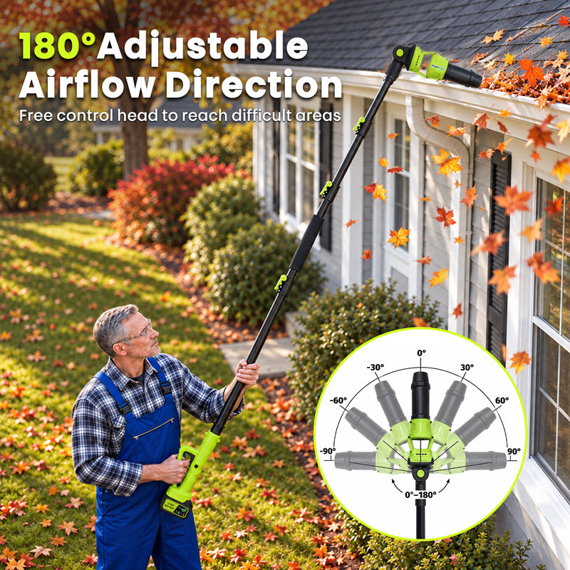 itoolmax 7.8ft cordless roof leaf blower with adjustable airflow direction