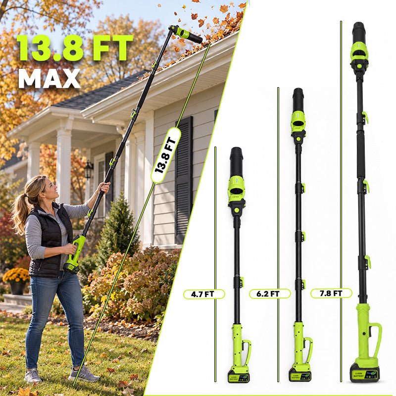 itoolmax 7.8ft cordless roof leaf blower with pole shoudler strap