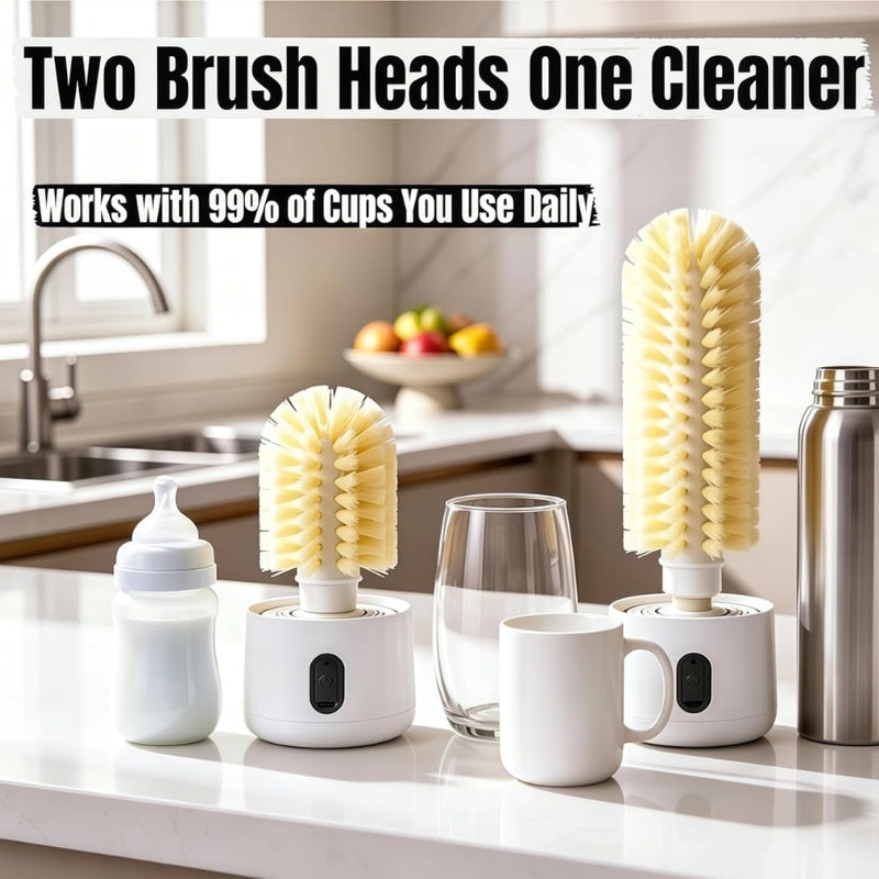 itoolmax automatic rotating bottle brush usage with 2 brush heads