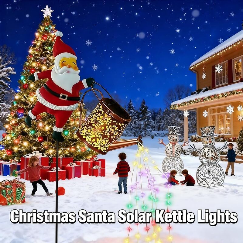 itoolmax christmas santa solar kettle lights Children