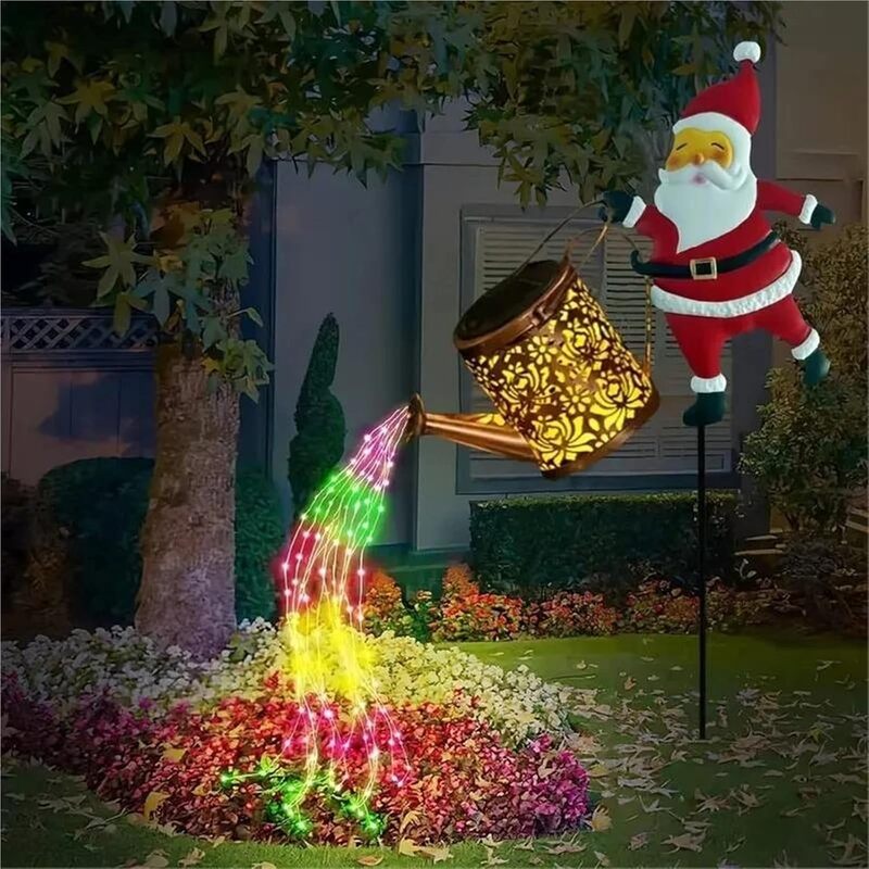 itoolmax christmas santa solar kettle lights garden
