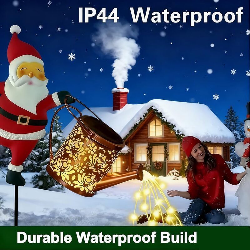 itoolmax christmas santa solar kettle lights snowman