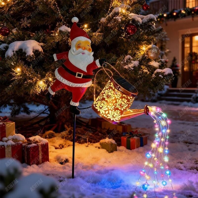 itoolmax christmas santa solar kettle lights winter