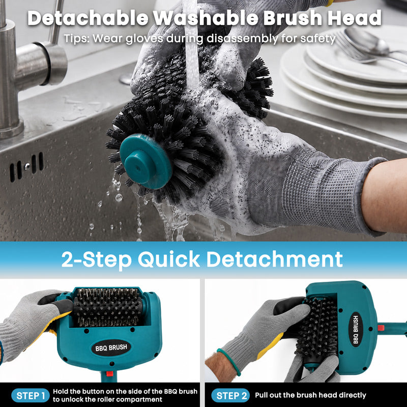 itoolmax cordless electric grill brush quick detachment