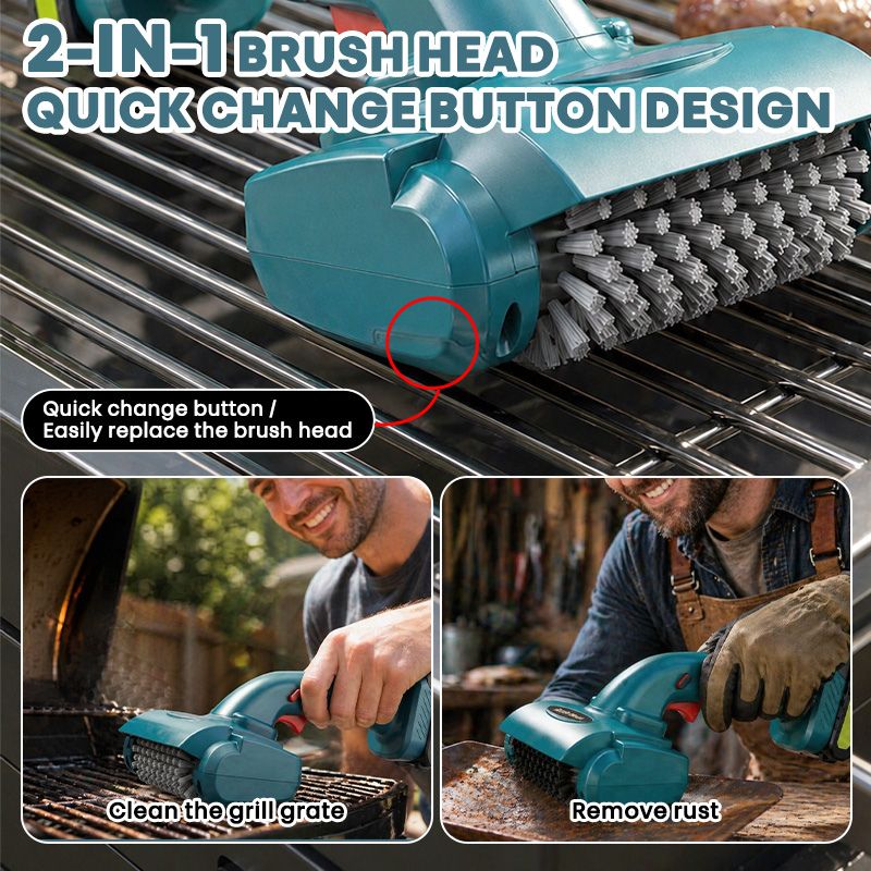 itoolmax cordless rechargeable electric grill brush with 2 brush