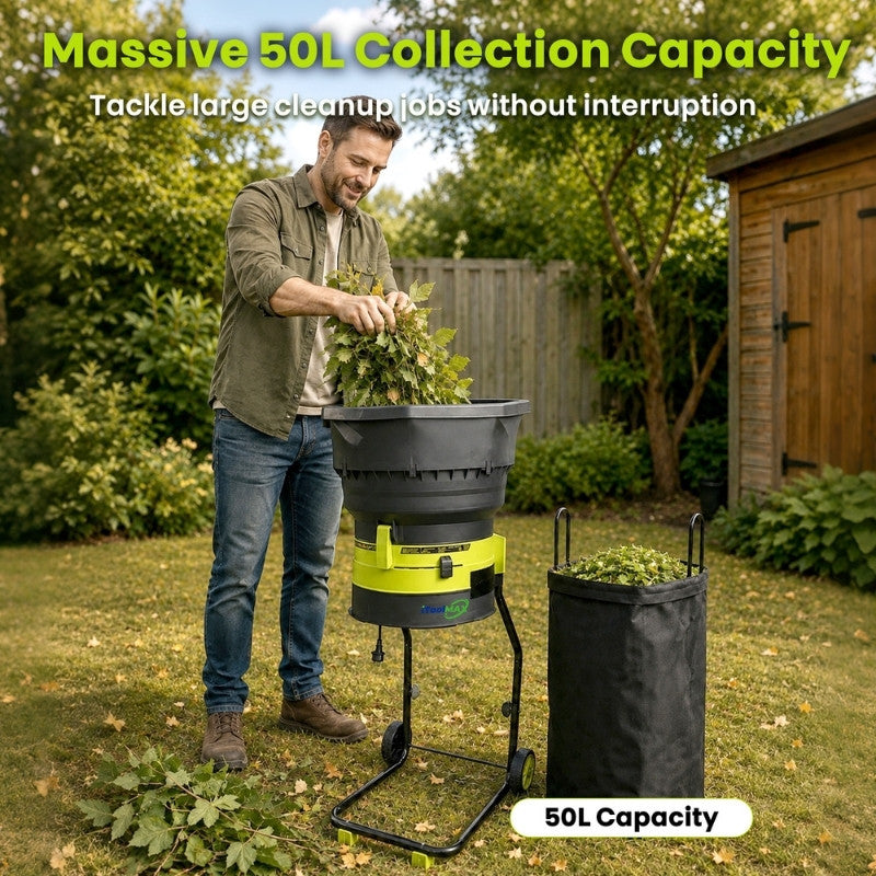 itoolmax electric leaf mulcher product with 50l bag