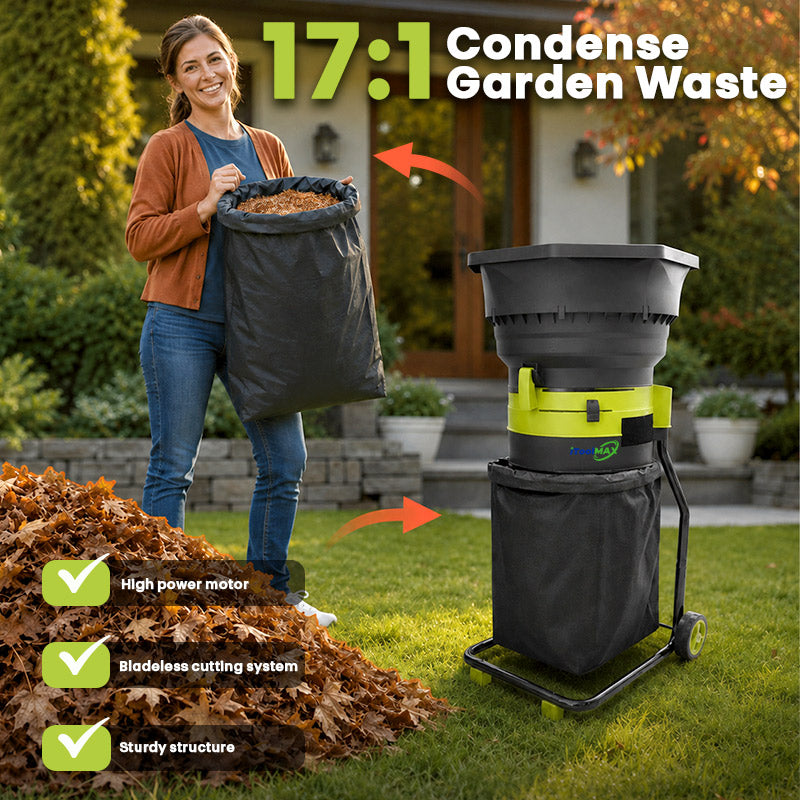 itoolmax electric leaf mulcher with wheels and bag high speed compaction