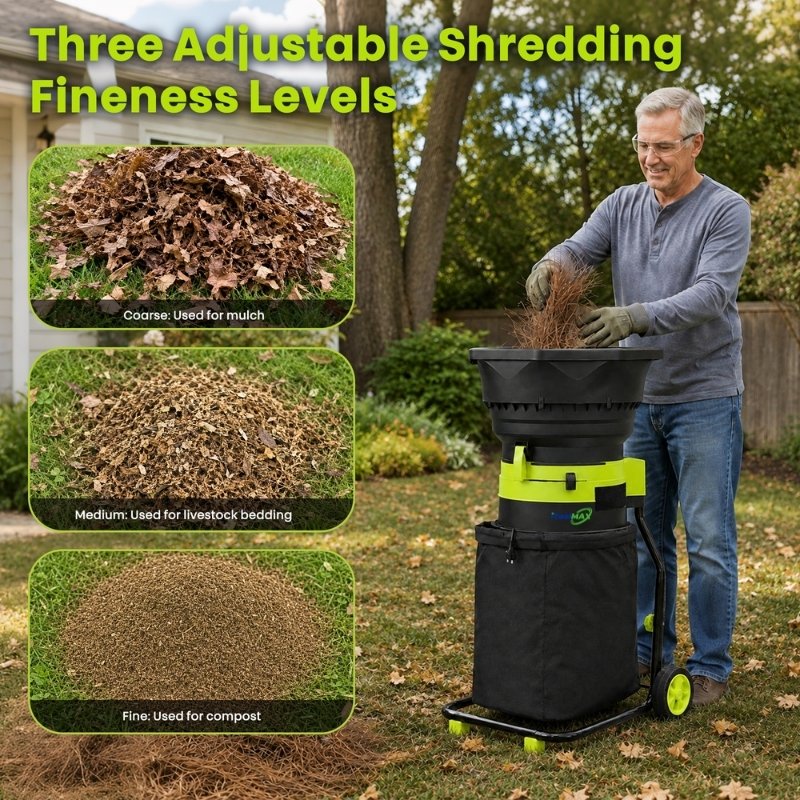 itoolmax electric leaf mulcher with wheels product three shredding modes