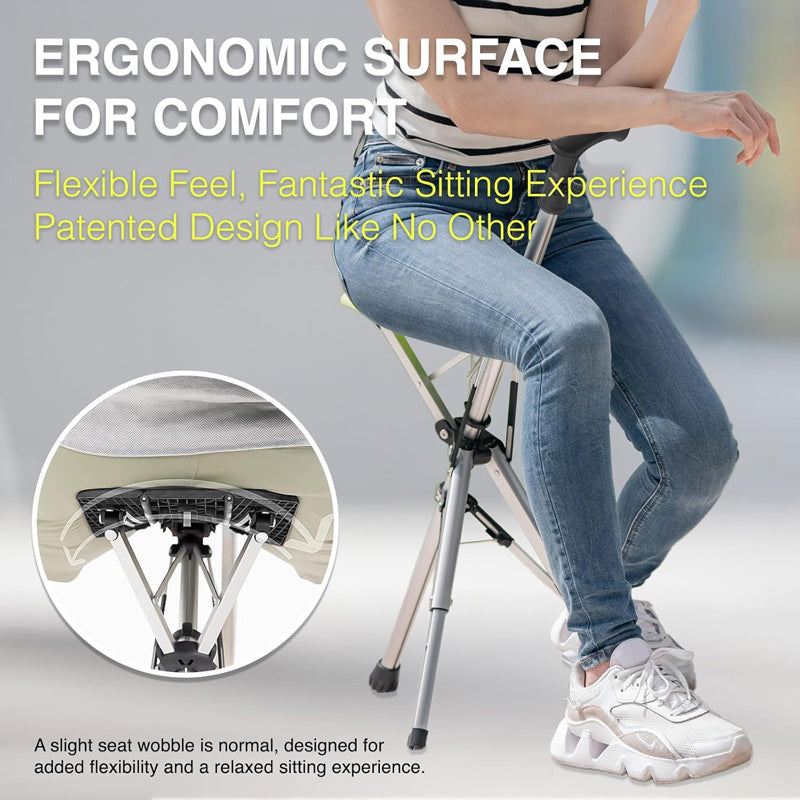 itoolmax folding walking stick with seat flexible surface