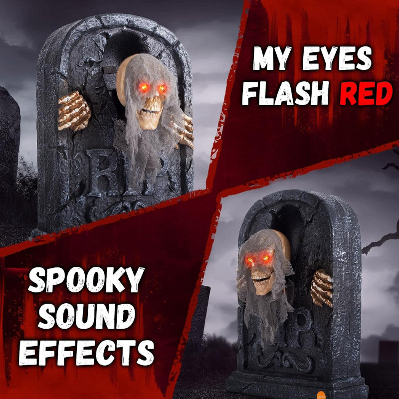 itoolmax halloween animatronics zombie tombstone product with red eyes