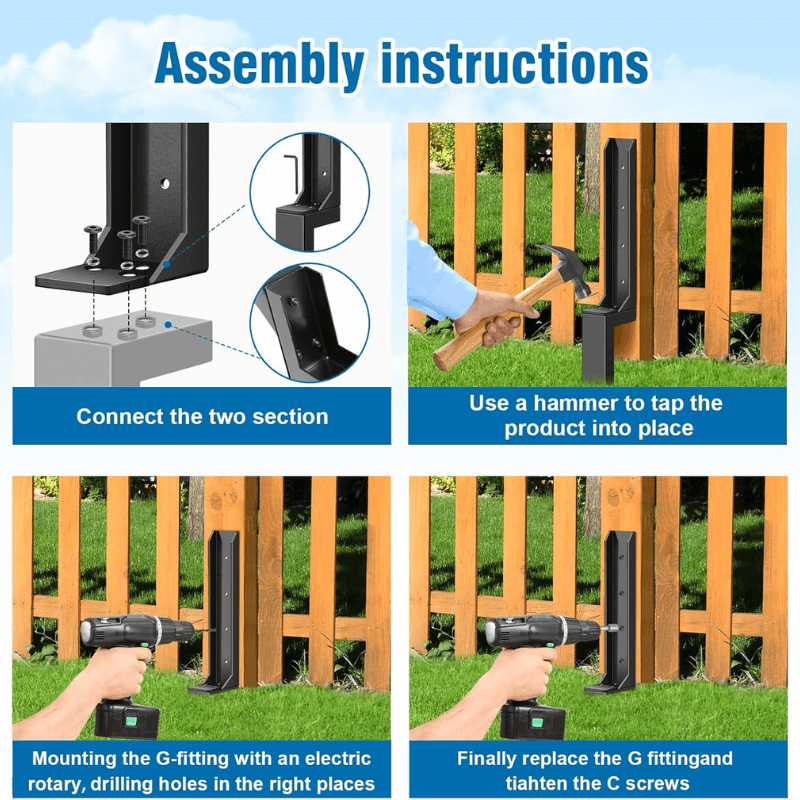 itoolmax heavy duty fence post repair kit assenbly instruction
