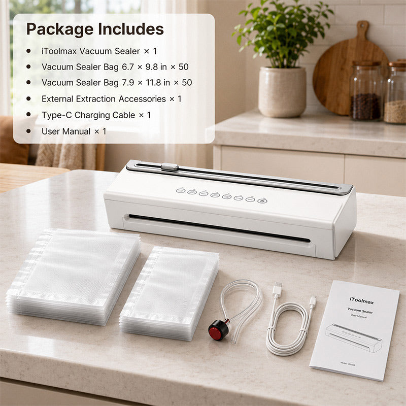 itoolmax rechargeable vacuum sealer machine package list