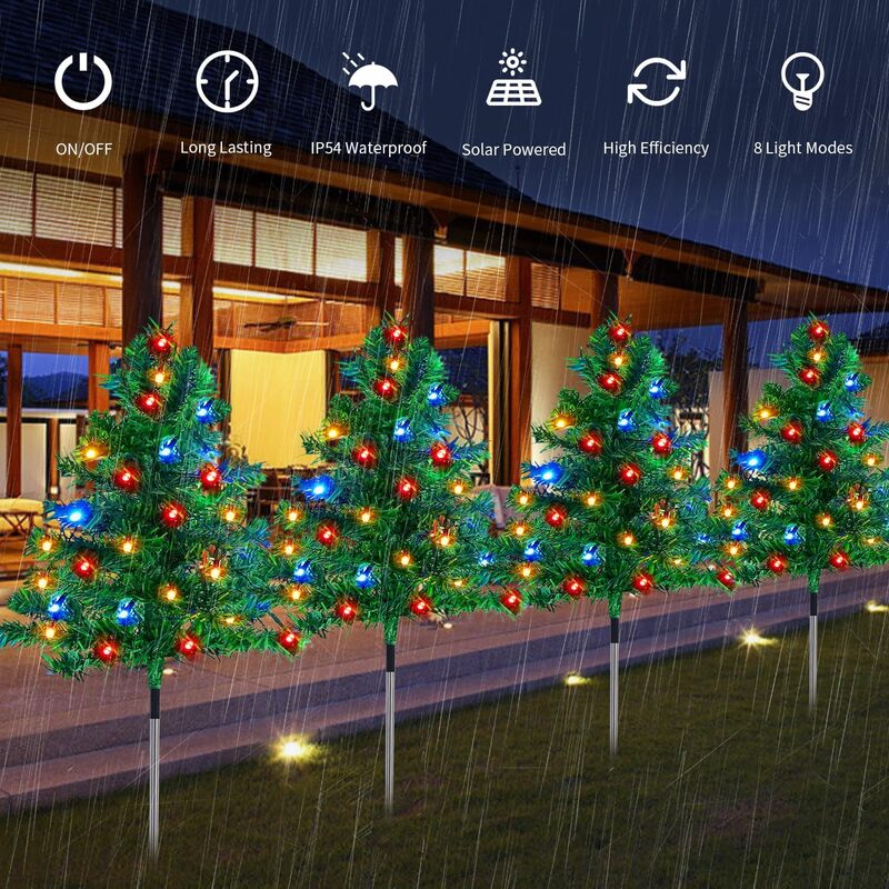 itoolmax solar christmas tree lights with 4 vibrant colors functions