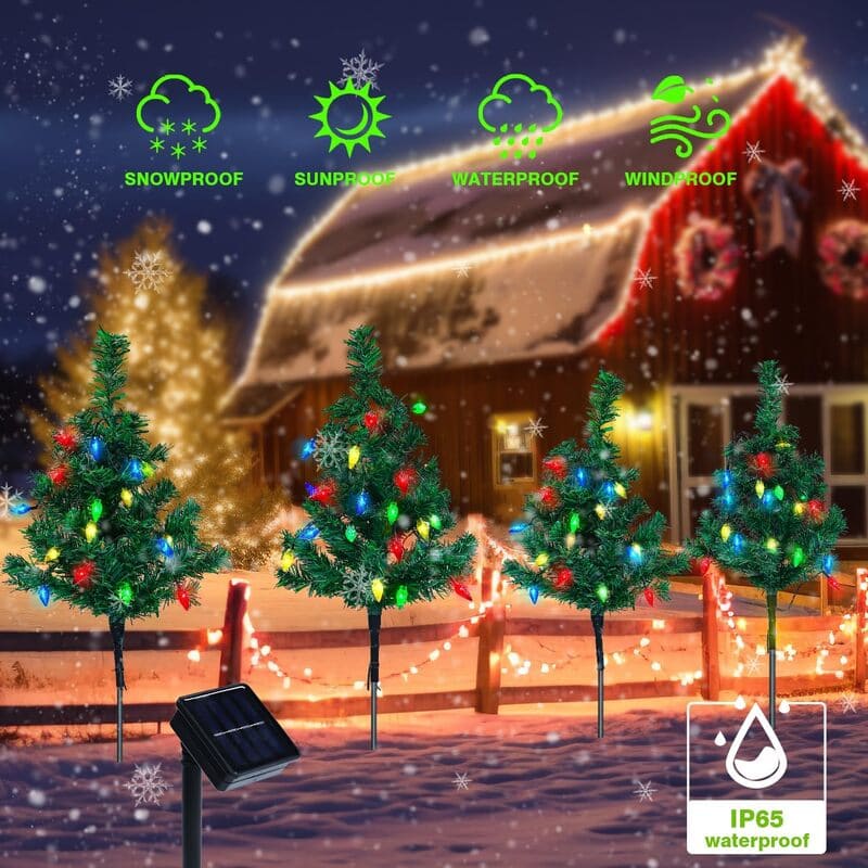 itoolmax solar christmas tree lights with 4 vibrant colors ip65