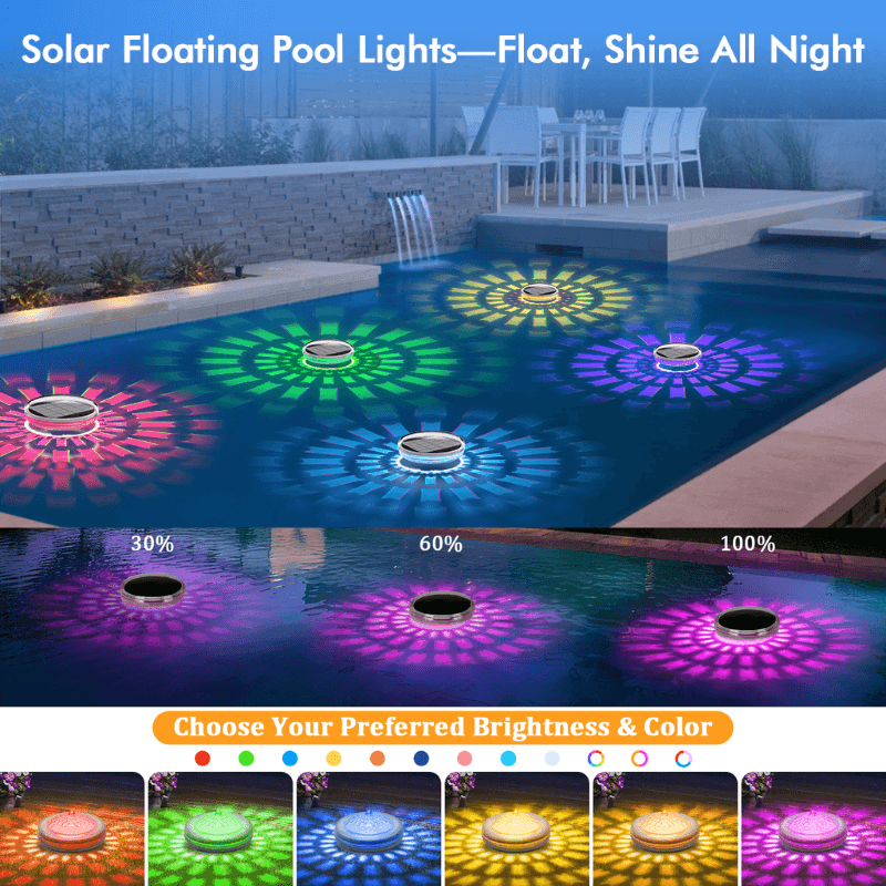 itoolmax solar floating pool lights shine all night