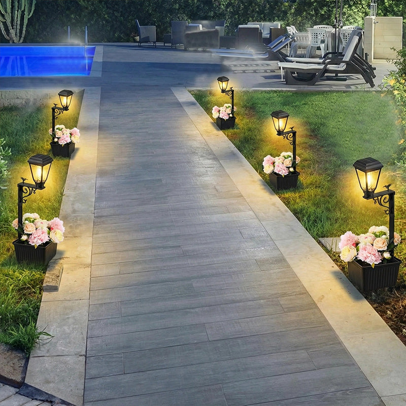 itoolmax solar light planter pot for outdoor