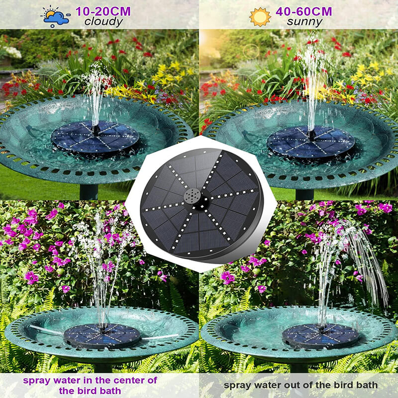 itoolmax Solar Fountain with 60 LED Lights