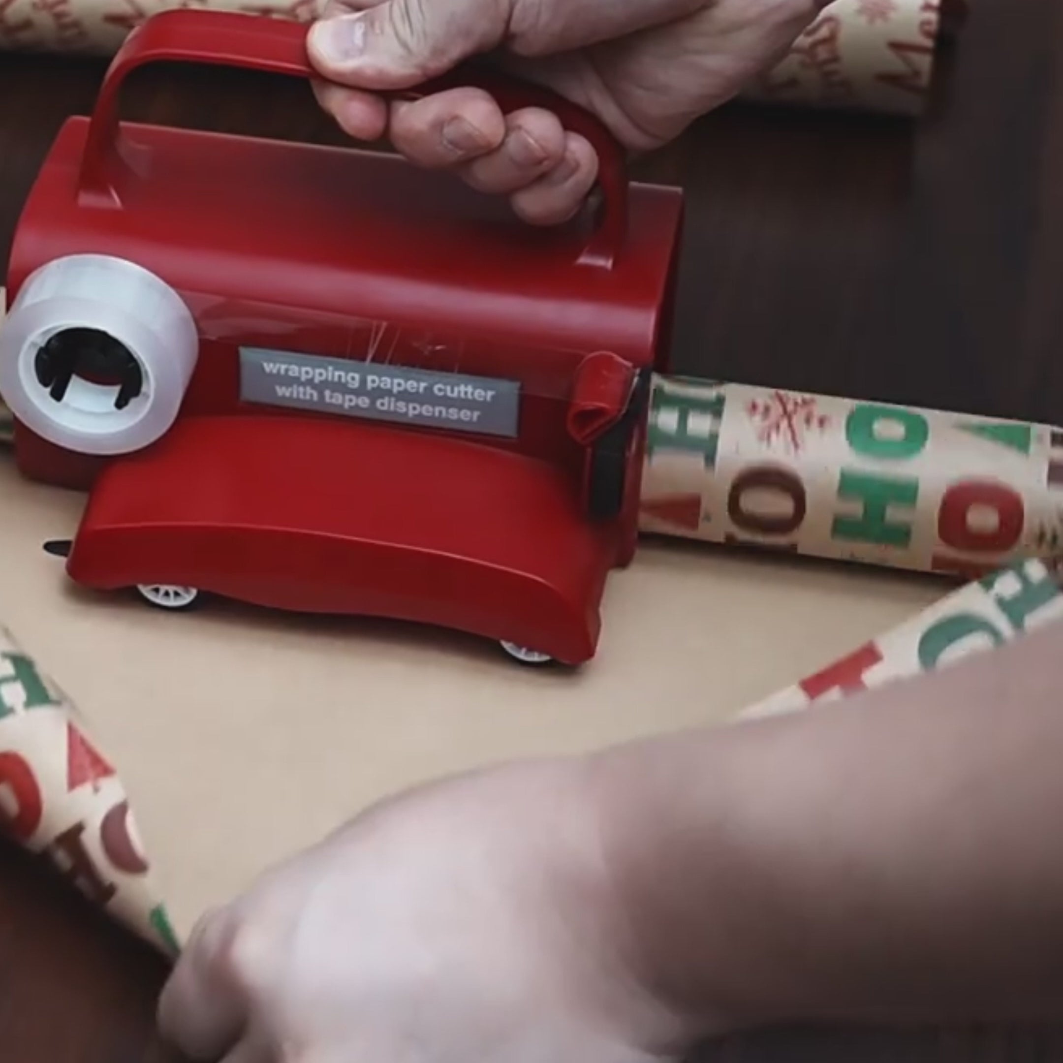 Cargar video: 2 pack wheel wrapping paper cutter tape dispenser set smooth cut itoolmax