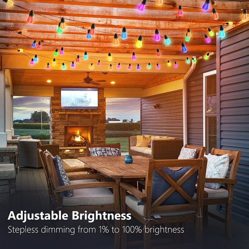 smart rgb outdoor string lights adjustable brightness itoolmax
