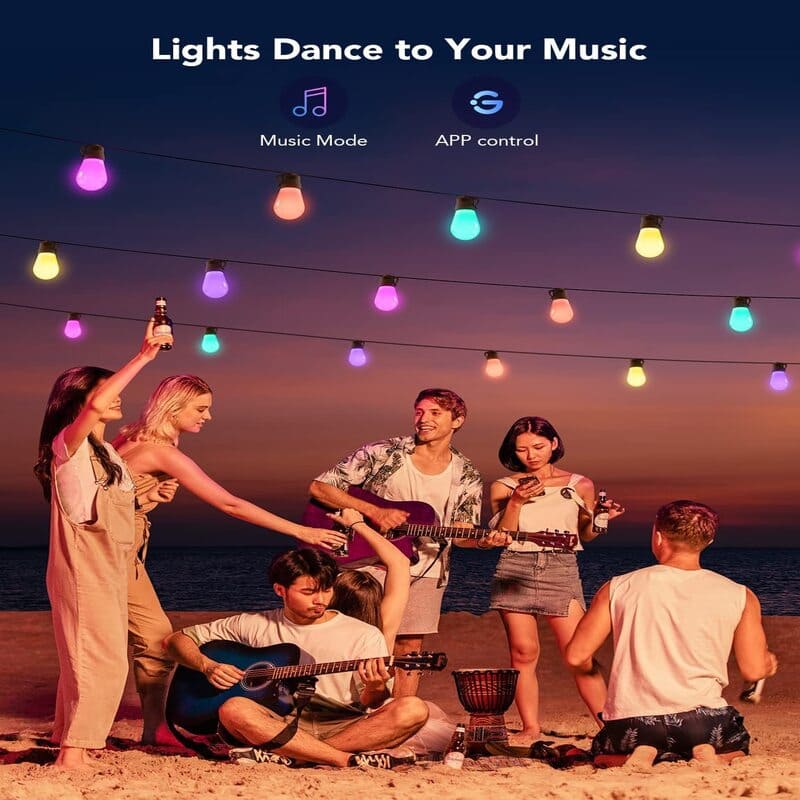 smart rgb outdoor string lights dance itoolmax