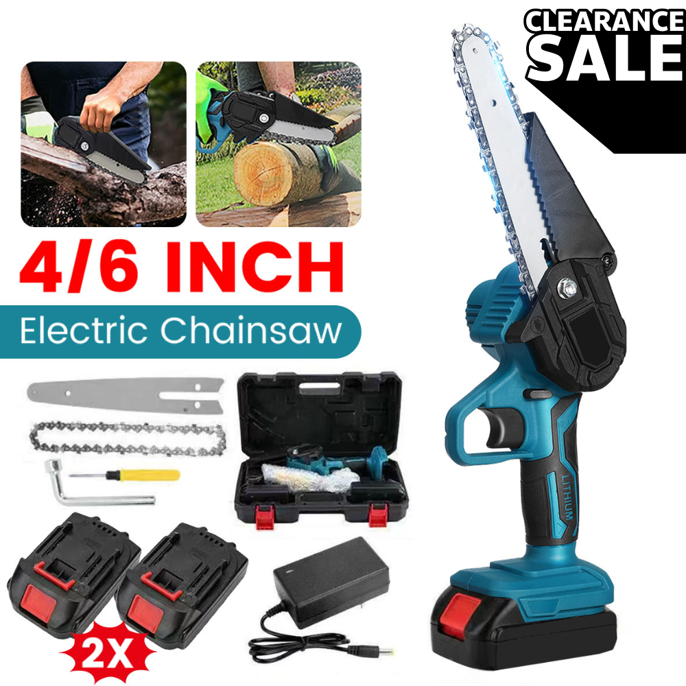 New Mini chainsaw Electric Wood Cutter Cordless Chain Saw with battery & 4  Chain