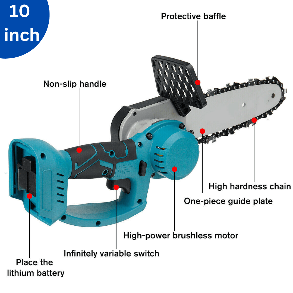 8" & 10" Electric Cordless Chainsaw with 2x Batteries - itoolmax