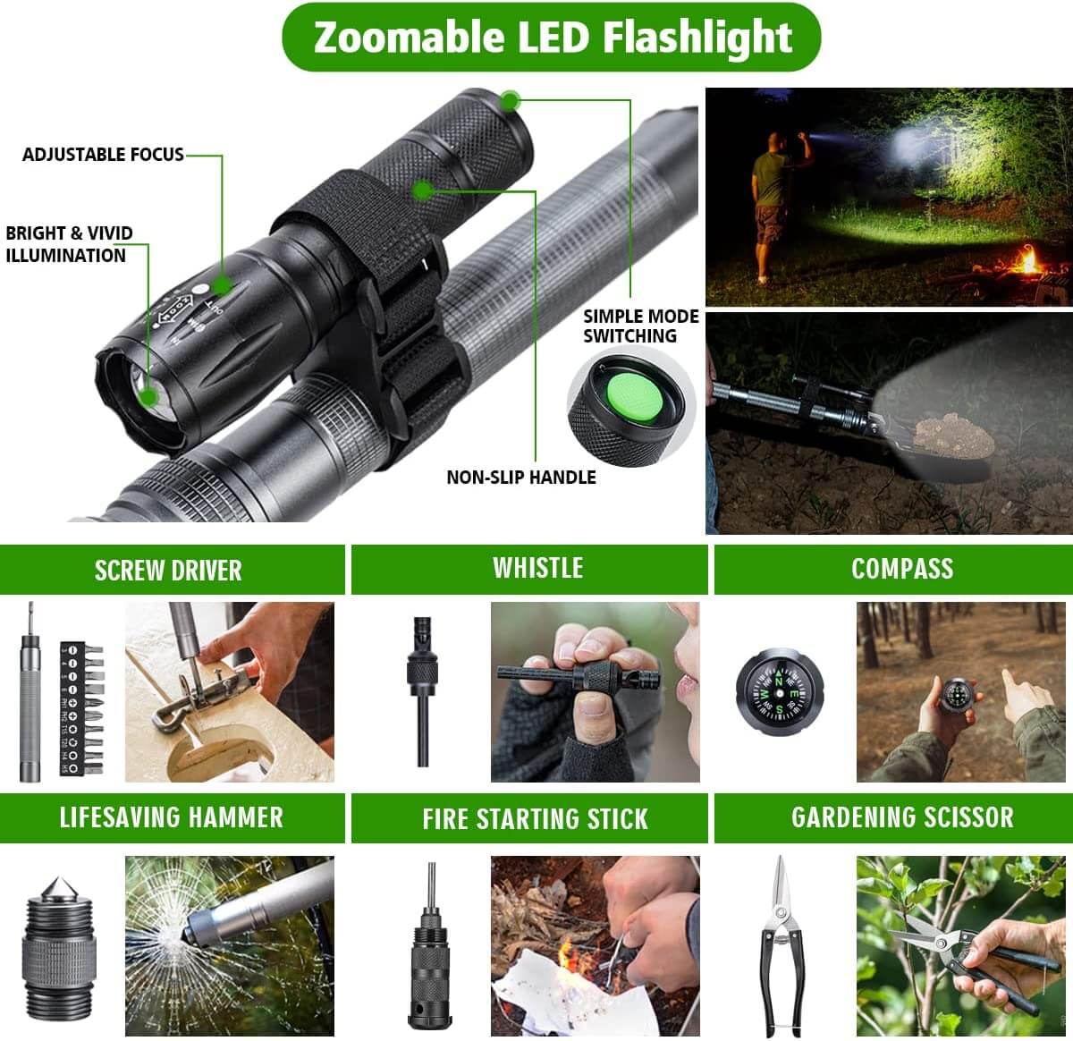 28 in 1 Survival MultiTool Shovel Kit itoolmax