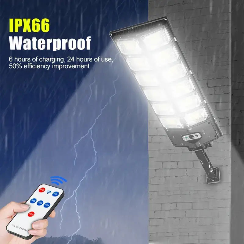This solar street light works well even in bad weather all year round, due to IP66 waterproof grade, rainproof, lightning protection and dustproof, controller and outer sealed rubber ring. The temperature range of this light: -4℉-185℉.