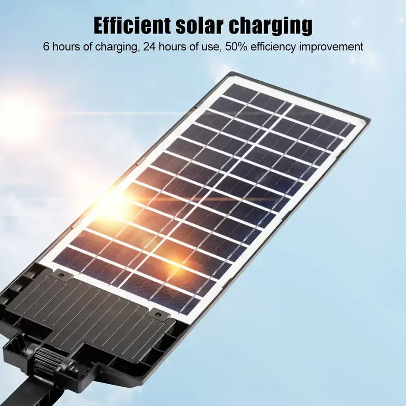 Outdoor street light use 6V/12W polycrystalline silicon photovoltaic panels and the photoelectric conversion rate is increased by 25%. This led solar street lights built-in 20000mAh high-capacity lithium battery, it can be fully charged within only 6-8 hours and providing 15-18 hours continuous working time.