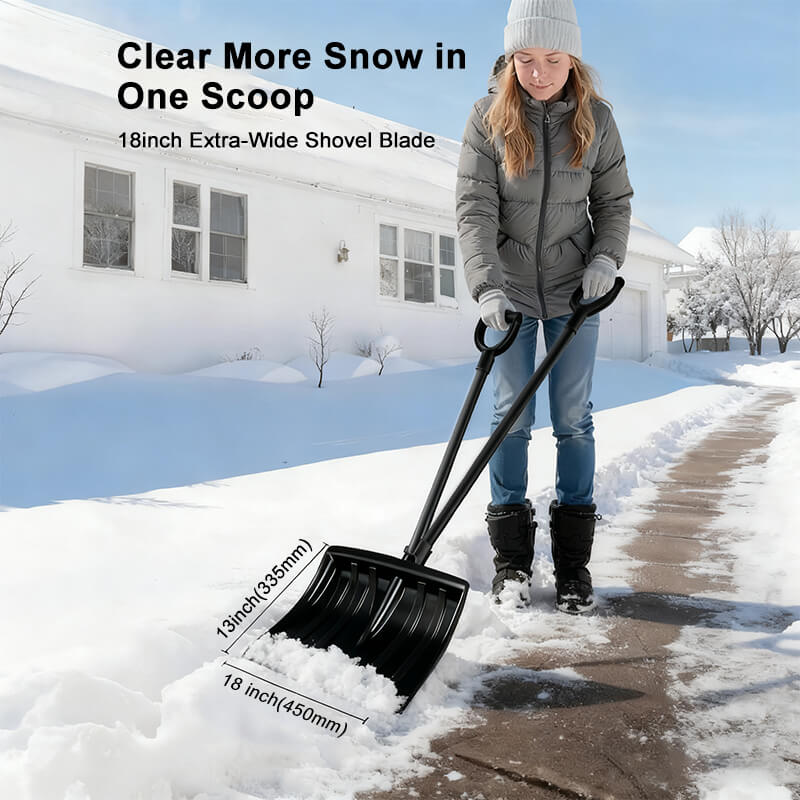 18'' Large Snow Shovel – Heavy Duty Metal Edge for Driveway – itoolmax