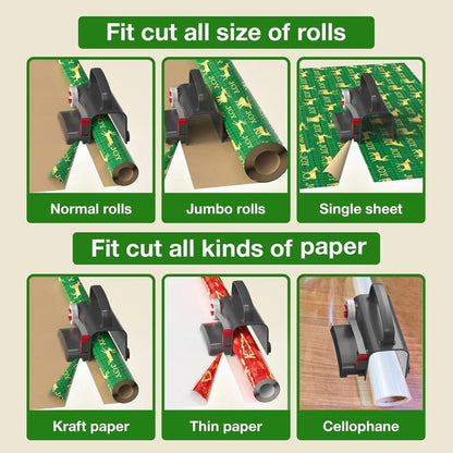 2 pack wheel wrapping paper cutter tape dispenser set with 3 ribbon rolls all papers itoolmax