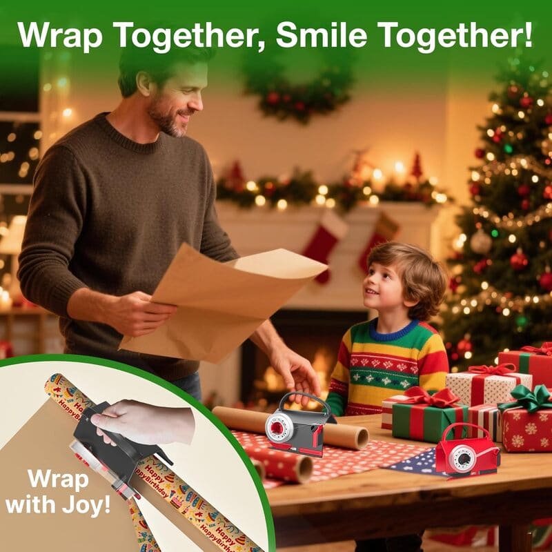2 pack wheel wrapping paper cutter tape dispenser set with 3 ribbon rolls wrap with joy itoolmax