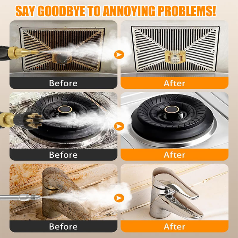 The multi-purpose high-temperature steam cleaner can clean any dirt surface. No need to buy any other cleaning supplies, only has steam and no chemicals. You no longer need to stress about the mess. Lightweight and can be carried anywhere.