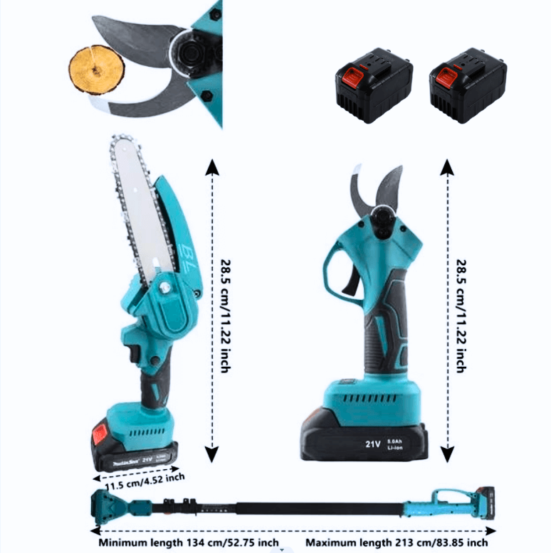 The detachable pole chain saw can be used not only for tall branches but also as a handheld saw and can also be used for tree branch shears. Let you get more functions with one tool. If you need branch shears, please purchase the Chainsaw & Pruning Shears for pole saw package.