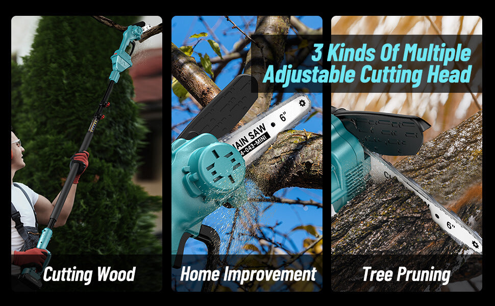The combination of the 0-180° adjustable multi-angle cutting extension rod and the true brushless motor changes your cutting rules. It is widely used in various gardens, parks, farms, ranches, orchards, greenhouses, and can cut grapes, cherry trees, apple trees, etc.