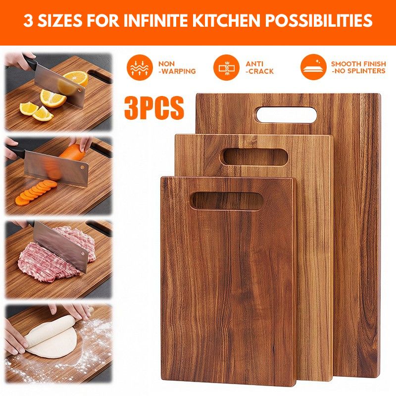 3 pcs wood cutting board set  smooth panel