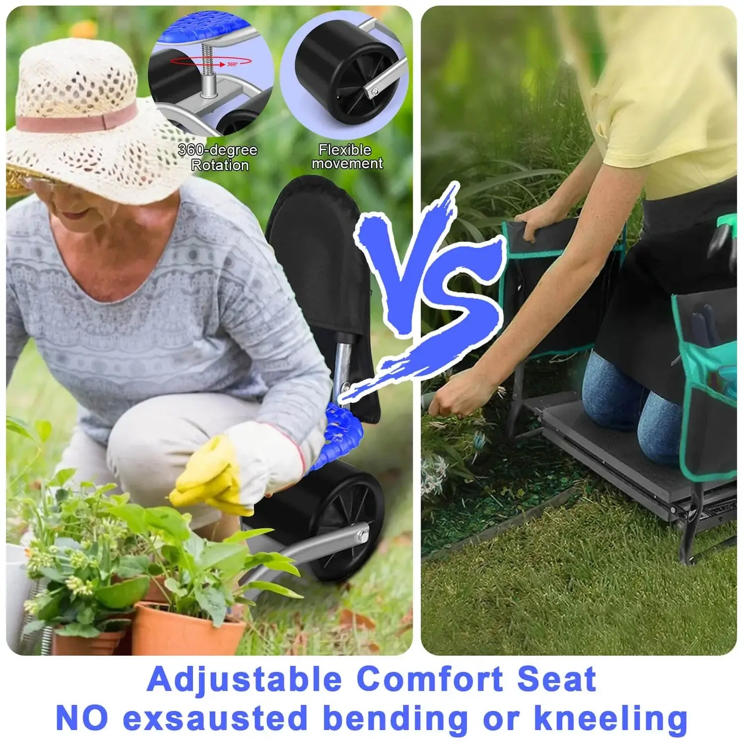 iToolMax 360 Degree Rotating Gardening Seat with Adjustable Height