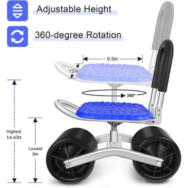 iToolMax 360 Degree Rotating Gardening Seat with Adjustable Height