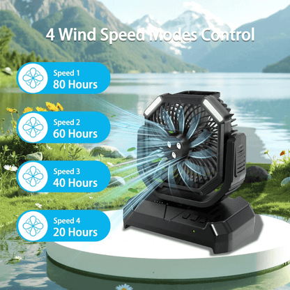 Ventilateur de camping brumisateur 4 en 1 avec seau de 6L