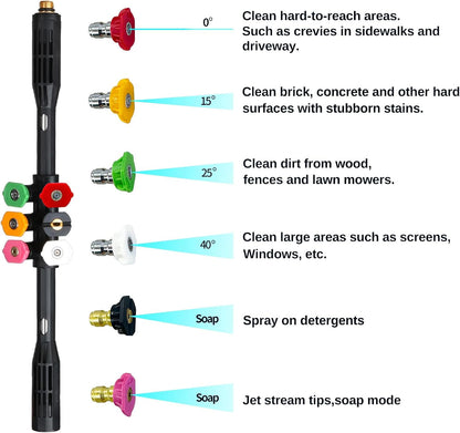 4000psi upgrade pressure washer extension wand contains 6 nozzles