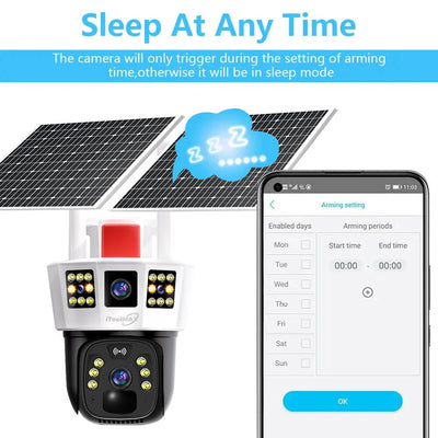4MP Dreifach-Objektiv kabellose Solarkamera