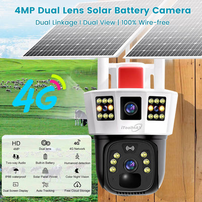 4MP Dreifach-Objektiv kabellose Solarkamera