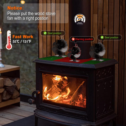 6 Blades Heat Powered Wood Stove Fan