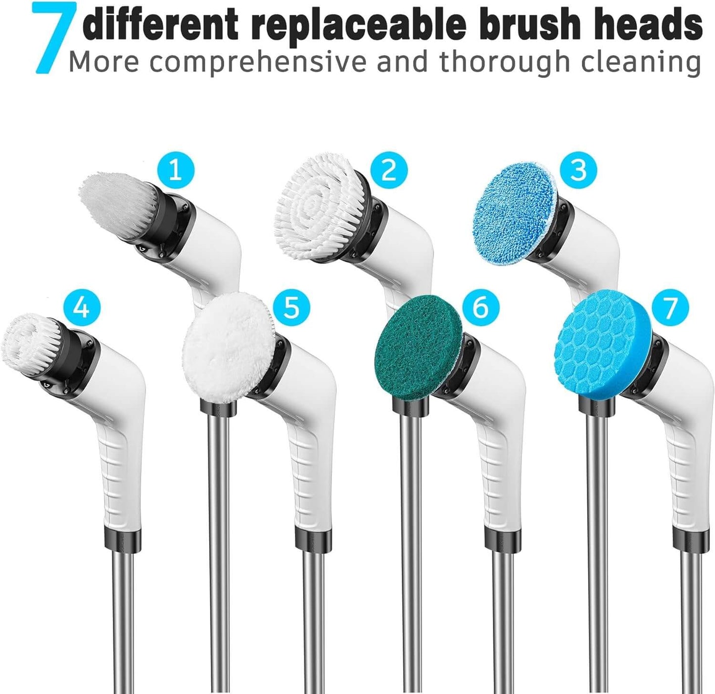 7Pcs Replaceable Brush Heads