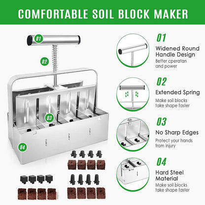 iToolMax Cell Soil Block Maker with 3 Kinds Seed Pins