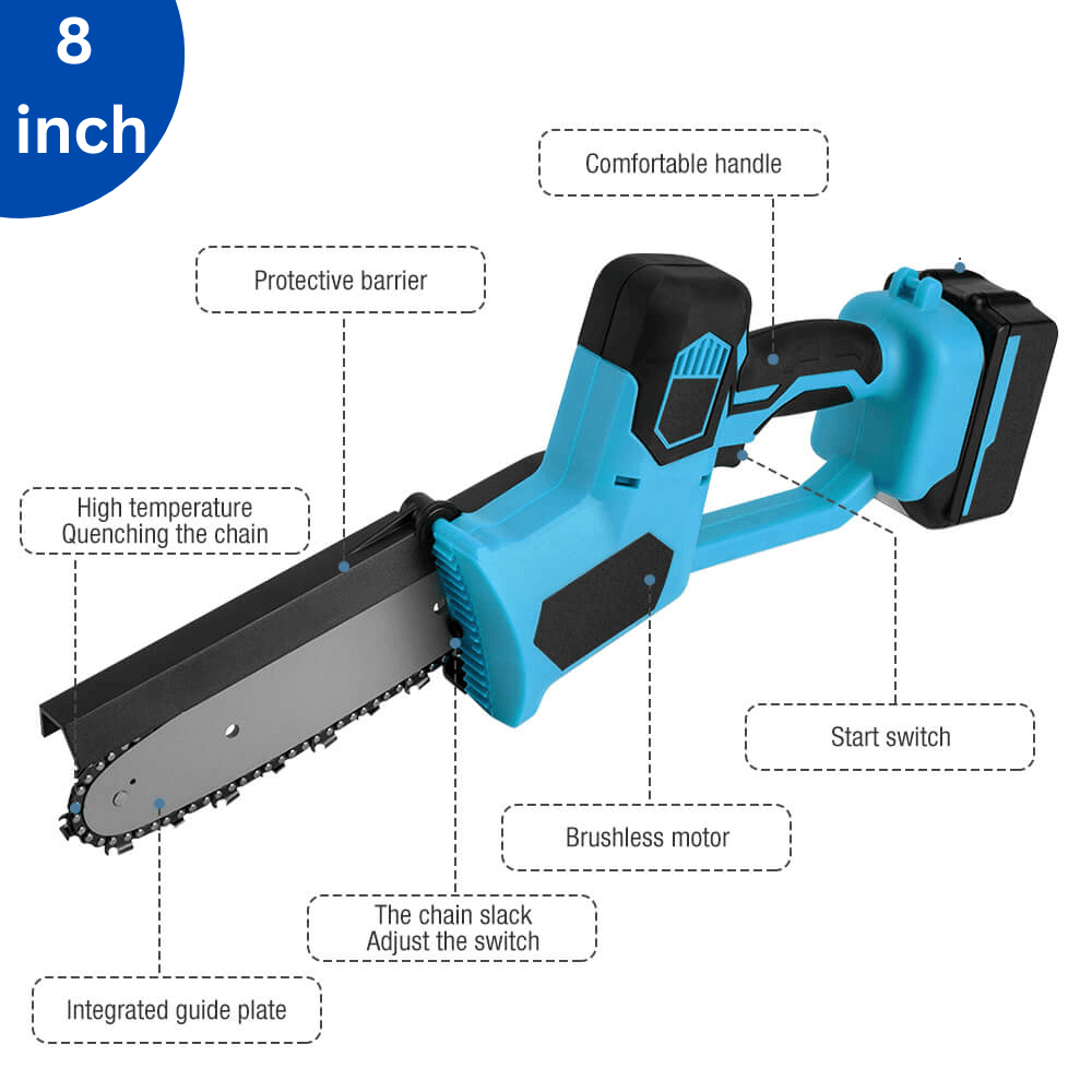 8" & 10" Electric Cordless Chainsaw with 2x Batteries - itoolmax
