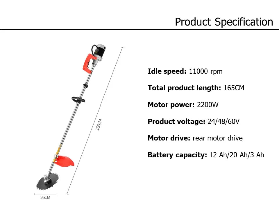 24V Lithium Battery Rechargeable Electric Lawn Mower, Trimmer, Weeder, Garden Tools