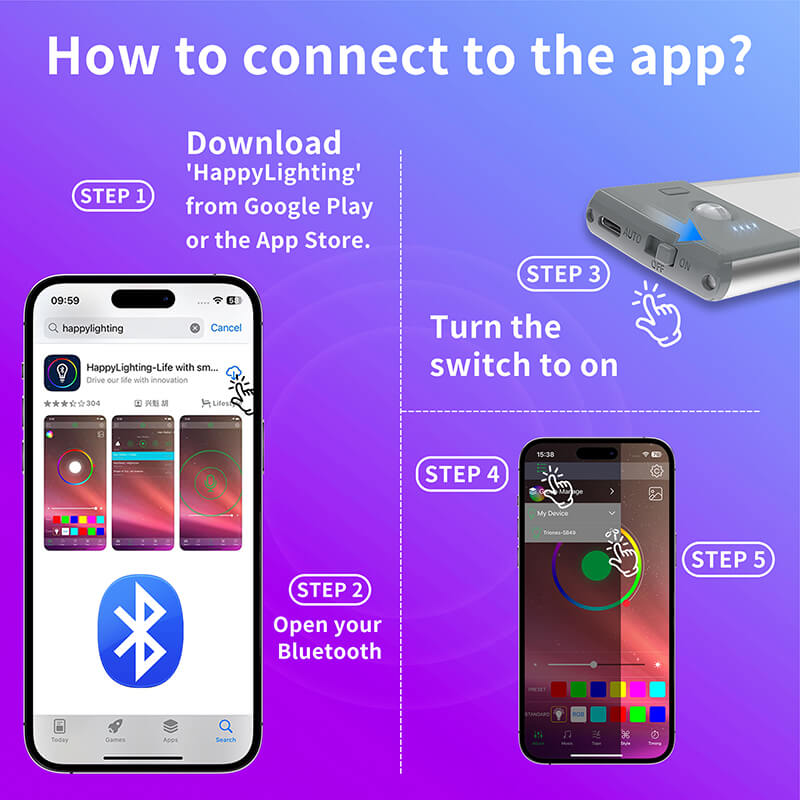APP Remote Control Rechargeable Closet Lights